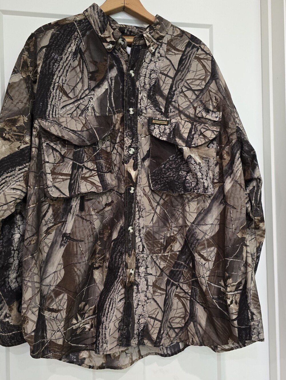 Remington Realtree Hardwoods Brown Camo Hunting Shirt Mens XL Long Sleeve Nylon